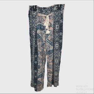Boho style pants blue and tan. Sz S